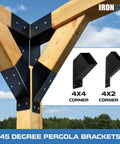 4x4 Pergola Brackets Kit Eight Pack Beefy Powder Coated Steel Corner Braces 45 Degree Angle Supports for DIY Pergola Build