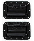 Two Pack Medium Spring Loaded Recessed Handles In Black Powder Coat On Sixteen Gauge Steel With Padded Grips Two Handles Shown
