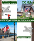 Image showing Sturdy 6 Foot Stainless Steel Garden Flag Pole Kit With Holder For Outdoor Use Includes 3x5 US Flag And Eagle Topper Weatherproof Flagpole For Porch Yard Or Home Exterior with mounting options.