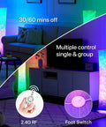 52 Inch RGB Color Changing Floor Lamp With Adjustable Brightness And Color Temperature, Purple Gradient Fabric Lampshade