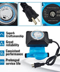 Instant Hot Water Recirculating Pump Kit For Tank Water Heaters With Smart Thermal Bypass Tech No Return Line Needed Plug And Play Cabinet Install showing timer and plug.