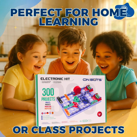 STEM Electronics Kit for Kids 8 Plus 300 Hands On Projects to Learn Circuits and Engineering Build Radios, Sensors, Fans, and More, 60 Parts, Full Color Manual shown with 300 projects box
