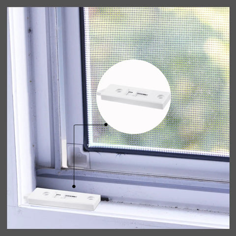 Heavy Duty Plastic Window Latch Locks 4 Pack Replacement Tilt Hardware Clip For Sliding Doors installed on a window edge.