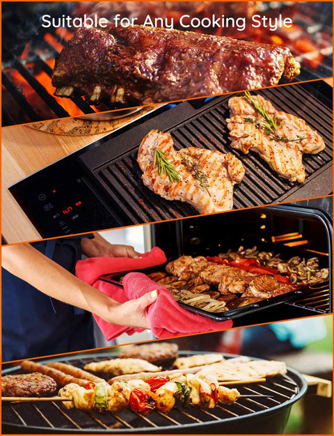 Grilling and cooking meat with 2-Pack 2.5mm Probe Replacement For H5055 Meat Thermometer, ideal for BBQ and ovens.