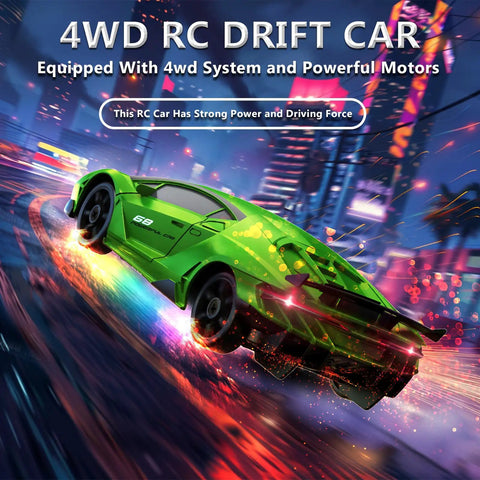 Remote Control Drift Car One Twenty Four Scale With 2.4GHz Four Wheel Drive High Speed RC Toy Up To 15 KMH LED Lights