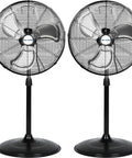 20 Inch High Velocity Pedestal Fan Two Pack With Aluminum Blades Beefy Industrial Oscillating Standing Fan 3 Speed PSC Motor