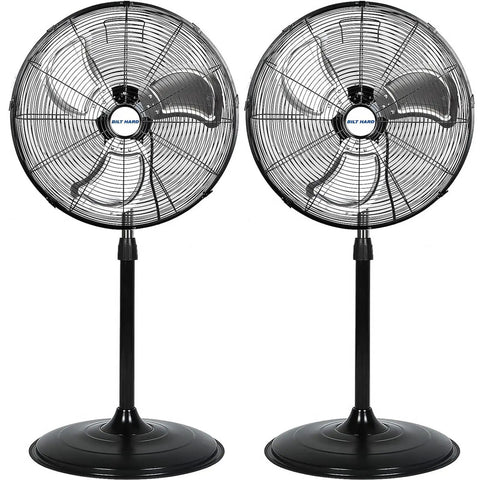 20 Inch High Velocity Pedestal Fan Two Pack With Aluminum Blades Beefy Industrial Oscillating Standing Fan 3 Speed PSC Motor