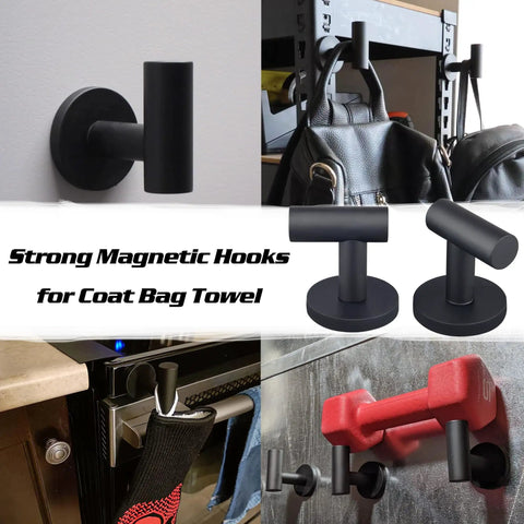 4 Pack Magnetic Coat Hooks With Rubber Coated Neodymium Magnets for Metal Surfaces Doors Refrigerators Grills Lockers