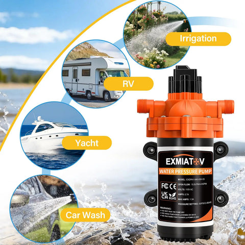 Heavy Kickin Up Flow 33 Series 110V AC Water Pressure Pump 4.0 GPM 50 PSI for RV, yacht, irrigation, and car wash.