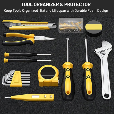 Dual Thickness Foam Insert Kit With Pick And Pluck Layers For Tool Drawers And Game Cases 4 Piece Set Including Two 12x12x2 Inches Sheets And Two 12x12x0.4 Inches Sheets For Customizable Protective Organizers, foam tool drawer insert with cutout tools