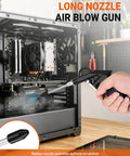 Heavy Duty Industrial Air Blow Gun With One Steel Extension Tube For Tight Squeeze Spots All Metal Construction Uses A Quarter Inch Npt Quick Connect To Bolt Straight Onto Your Compressor And Clear Dust Like A Champ, cleaning computer components.