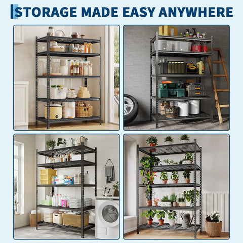 Beefy 5 Tier Metal Garage Storage Shelving Unit, 36 Inch Wide, Adjustable Shelves, Heavy Duty Steel, Up To 2200 Lbs Total Capacity, Ideal Tool Organizer For Home Garage, Workshop, And Storage in kitchen, garage, laundry, and plant room