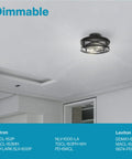 Industrial Dope Semi Flush Ceiling Light Fixture 2 Pack Matte Black Dual E26 Sockets Dimmable A19 Edison LED Bulbs Included 1600 Lumens Ideal For Hallway Kitchen Bathroom Modern Ceiling Lighting installed in modern room
