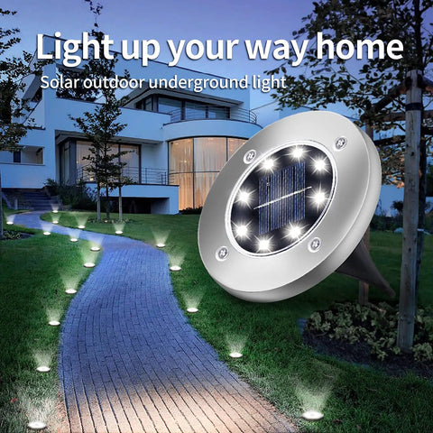 8 LED Solar Disk Lights In Ground Outdoor Landscape Lighting for Pathway Yard Walkway Patio Lawn IP65 Waterproof