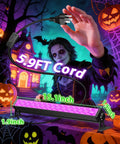 Ultra Bright 42W LED Black Light Bar With Plug In Switch And Five Point Nine Foot Cord, Halloween setting with pumpkins