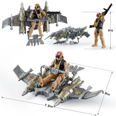 Rugged Army Men Play Set With Realistic Weapons For Kids Boys Durable Plastic Soldiers on aircraft