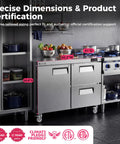 Sixty Inch Wide Commercial Undercounter Refrigerator With Drawer Door Combo Fifteen Point Three Cubic Feet Stainless Steel Worktop Fridge A Built Tough Kitchen Workhorse Holds Six Full Pans Heavy Duty Cold Storage with dimensions.