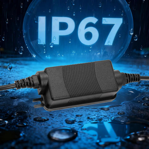 Beefy 12V 2A IP67 Waterproof DC Power Adapter With 5.5x2.5mm Plug, UL Certified, Wide 100-240V AC Input, Rugged Outdoor Ready Power Supply For LED Strips, Cameras, And Electronics, DIY Friendly, Waterproof Build For Tough Environments, black IP67 adapter with cord
