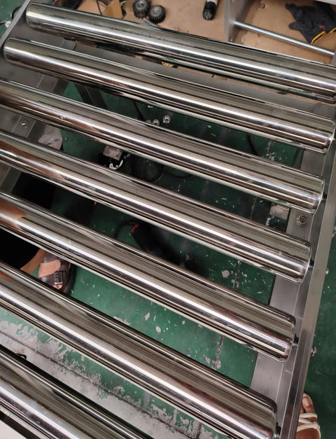 Heavy Duty Stainless Steel Conveyor Rollers 25mm 32mm 38mm 50mm 4 Pack Portable Unpowered Replacement Rollers For Easy Track Movement Durable Wear Resistant Rust Proof With Spring Retention Design on conveyor frame