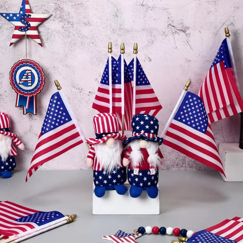 100 Pack Small American Flags On Sticks 5 X 8 Inch Mini Handheld Flags for 4th of July Parades Memorial Day Labor Day Parties Displayed