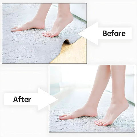 Before and after using 12 Pack No Slip Rug Tape For Area Rugs Double Sided Rug Grips Sticky Carpet Tape For Hardwood Floors And Tiles