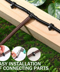100 Pack Drip Irrigation Tubing Mounting Clips For One Quarter Inch And Three Eighths Inch Tubing Keep Garden Lines Secure And Leak Free No Fuss Easy To Install in scene showing installation on wooden board with close-up steps
