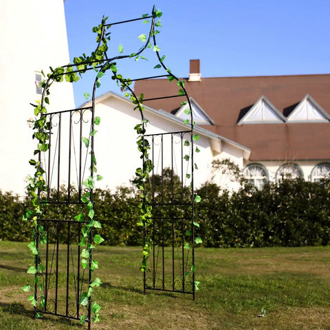 Sturdy Steel Garden Arch For Climbing Plants, 8 Ft 8 In Tall By 4 Ft 5 In Wide, Outdoor Lawn Backyard Arbor With Weather Resistant Black Finish in garden