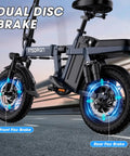 Foldable 14 Inch Electric Bike With A 650W Peak Motor That Powers You To 20 MPH, 28 Mile Range, rugged dual disc brakes