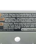 Warning label on One Plus 1800 Lumen 18V Hybrid LED Work Light With Flat Standing Base Onboard Mounting Options Corded Or Cordless Use Light Only Battery And Extension Cord Not Included