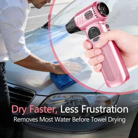 Powerful Cordless Air Duster In Pink With Rechargeable 8000mAh Battery For Cleaning Cars