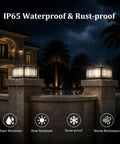 Top Notch Hardwired Outdoor Post Lights Big 15.75 Inch Column Fixture With Cozy 3000K Bulbs, IP65 waterproof post light in rain.