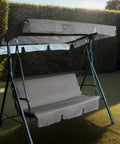 Outdoor Patio Swing Canopy Replacement Cover For 3 Seater Swing Chair And Hanging Glider Waterproof All Weather Shield In Coffee Color Easy Clean Durable 210D Oxford Cloth on patio swing
