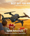 Child and adult with 1080P HD FPV Mini Drone With Camera Foldable For Adults Easy To Fly With One Key Takeoff And Landing in a field
