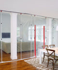 Heavy Duty Dust Barrier Zipper 2 Pack Self Adhesive Entry Door For Remodeling Jobs Red HDAZ2 in a living room setup.