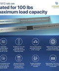 Heavy Duty Rackmount Sliding Rails Kit For 1U To 4U Servers, adjustable depth 26 to 40 inch, silver rails, rated 100 lbs