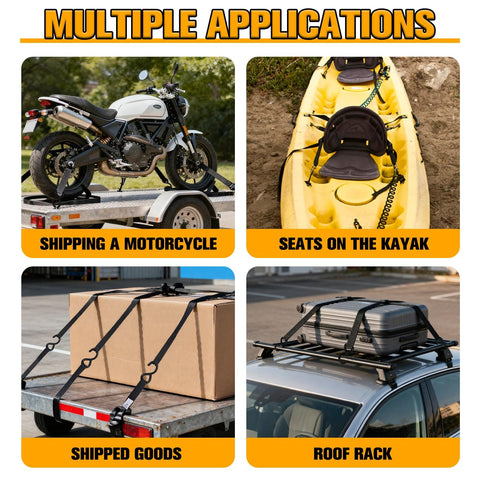 1 Inch By 10 Foot Motorcycle Tie Down Straps With Cam Buckle Quick Release 1200 Pound Break Strength for trailer and kayak applications