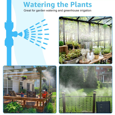 Outdoor Patio Misting System Kit For Cooling, 75 Feet With 28 Brass Nozzles And Three Quarter Inch Adapter in garden
