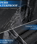 Close-up of Waterproof Outdoor Coffee Table Cover For 42 Inch Long By 24 Inch Wide By 18 Inch High Rectangular Patio Table Black All Weather UV Resistant Protector For Outdoor Furniture showcasing water resistance and thick oxford fabric.