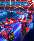 Spider Transform Remote Control Car For Boys 2-In-1 Car And Robot, 2.4GHz RC, showing one-click deformation in action.