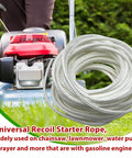 Replacement 3mm White Recoil Starter Rope Pull Cord 10m No Handle for Lawn Mower and Small Engine Recoil Starters, Fits Chainsaws, Trimmers, Generators, Edgers and Blowers coiled on mower