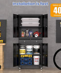 Heavy Duty 73 Inch Metal Storage Cabinet With Locking Doors And Adjustable Shelves For Garage Or Shop Built To Last Rugged Tool Cabinet With Two Drawers And Rust And Scratch Resistant Powder Coat Finish holding tools and supplies