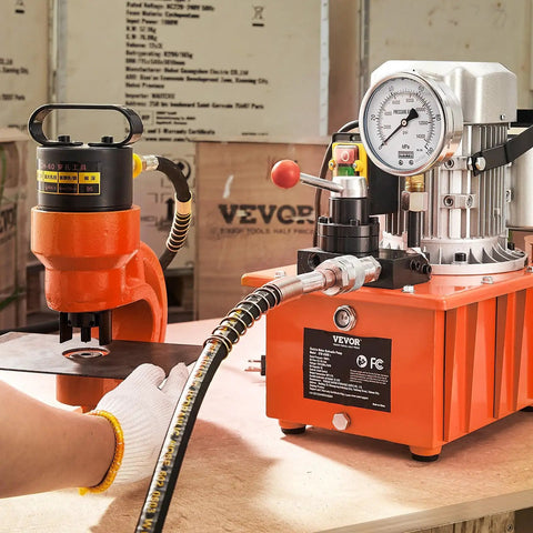 Electric Hydraulic Pump Power Pack 10000 PSI 750W 110V 488 In3 8L Capacity Double Acting Manual Valve Lever Switch Electric Driven Hydraulic Pump For Punching Bending And Jack Machines Workhorse With Three 9.8 Ft Extension Hoses