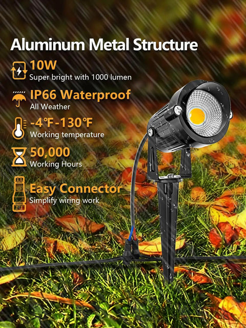 Low Voltage LED Landscape Lighting Kit For Your Yard And Garden With Path Lights And Spotlights Outdoor Aluminum Waterproof 12V 24V Landscape Lights 12 Pack featuring aluminum spotlight with specs.