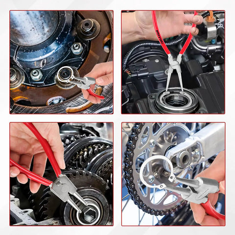 4 Piece Snap Ring Pliers Set Internal And External Circlip Pliers 13 Inches Heavy Duty Ring Remover Tool in use