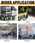 8 Inch Pneumatic Caster Wheels Set Of Four Heavy Duty Air Tire Rubber Casters With Two Fixed And Two Swivel Rollers For Hand Trucks Lawn Wagons in hotel, garden, workshop, and storeroom settings.