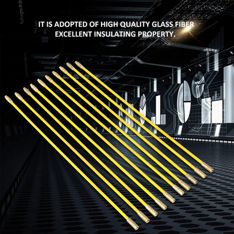 Top Tier Fiberglass Fish Tape Rod Kit Lets You Run Wire Through Walls And Attics Like A Pro With 10 Piece Flexible Cable Puller Set Featuring Brass Connectors For Any Tough Job Around The House Or Business yellow fiberglass rods with brass connectors