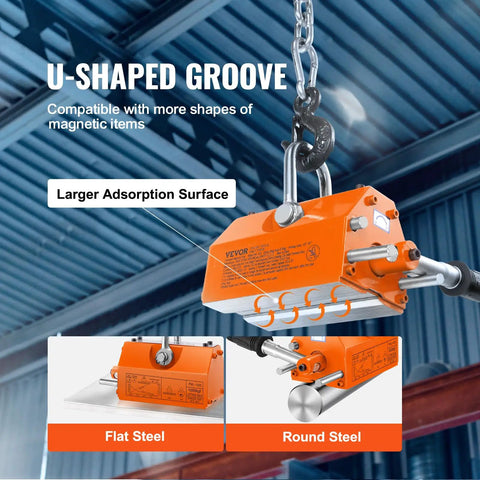 Heavy Duty Permanent Magnetic Lifter For Steel Plates 2200 Lbs Capacity Hoist Magnet Quick Release Handle Built Like A Tank For Reliable Shop Or Job Site Lifts
