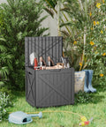 36 Gallon Outdoor Deck Box Waterproof Lockable Resin Storage Chest for patio cushions and garden tools, open lid view.