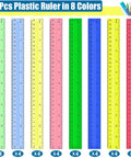 32 Pack 12 Inch Plastic Rulers Set With Transparent Colorful Dual Sided Measuring Tool Featuring Inches Centimeters And Millimeters