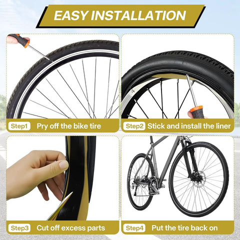 Self Adhesive 700C Bike Tire Liner For Puncture Protection No More Flats Inner Tube Shield Fits 12 To 29 Inch Wheels installation guide